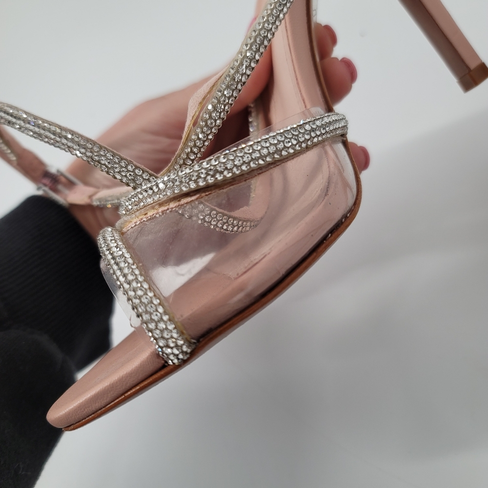 Schutz Louise Crystal PVC Strappy Sandals Size 7.5 Rose Pink - Picture 11 of 12